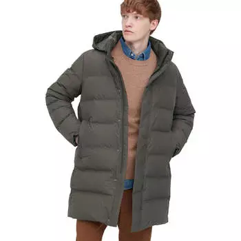 Пуховое пальто Uniqlo, оливковый