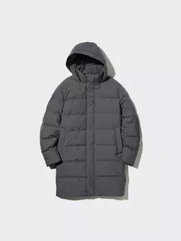 Бесшовное пуховое пальто Uniqlo, серый
