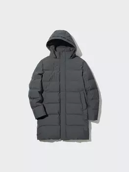 Бесшовное пуховое пальто Uniqlo, серый