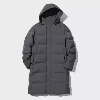 Бесшовное пуховое пальто Uniqlo, серый