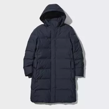 Бесшовное пуховое пальто Uniqlo, темно-синий