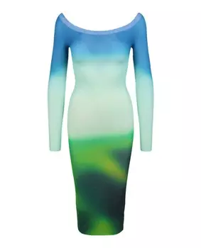 Бесшовное трикотажное платье с размытым эффектом Off-White, мультиколор