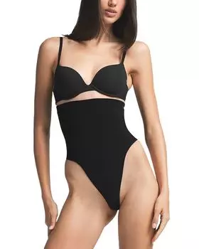 Бесшовное утягивающее стринги с высокой посадкой SKIMS, черный