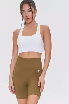 Бесшовные байкерские шорты Active с высокой посадкой Forever 21, оливковый