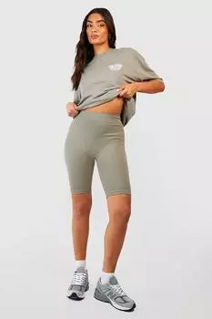 Бесшовные байкерские шорты в ребрику Boohoo, хаки