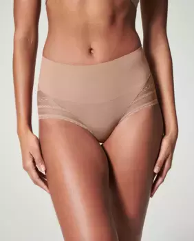 Бесшовные компрессионные трусики с высокой талией Spanx, бежевый