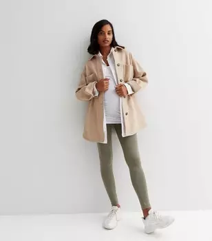 Бесшовные леггинсы из джерси цвета хаки для беременных New Look, хаки