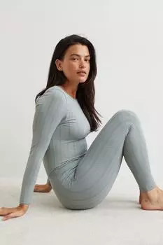 Бесшовные пижамные леггинсы H&amp;M, светло-бледно-зеленый