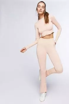 Бесшовные расклешенные леггинсы Active с салатовыми краями Forever 21, краски
