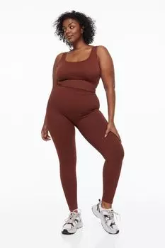Бесшовные спортивные леггинсы H&amp;M, коричневый