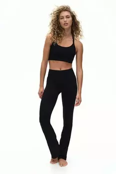Бесшовные спортивные леггинсы из материала drymove с клешем H&M, черный