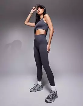 Бесшовные спортивные леггинсы с высокой талией, облегающие фигуру, темно-серого цвета ASOS 4505