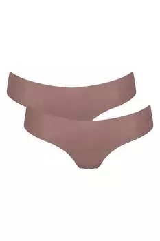 Бесшовные стринги - 2 пары Sloggi, коричневый