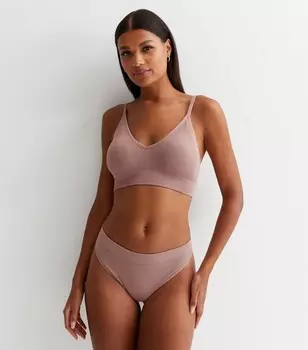 Бесшовные стринги темно-розового цвета в рубчик New Look, темно-розовый