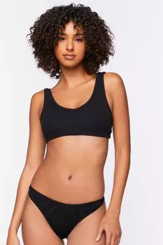 Бесшовные трусики-стринги со средней посадкой Forever 21, черный