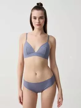 Бесшовные трусы телесного цвета из ребристой микрофибры Ovs, цвет indigo blue