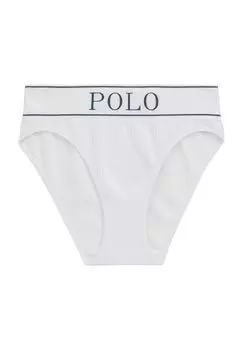 Бесшовные трусы в рубчик, с логотипом на поясе, для женщин POLO RALPH LAUREN, цвет White Cloud