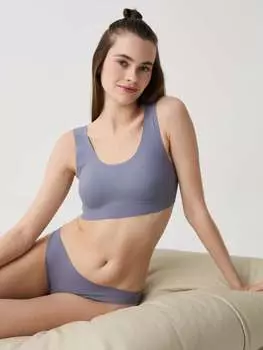 Бесшовный бралетт телесного цвета в рубчик Ovs, цвет indigo blue