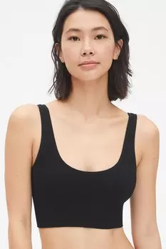 Бесшовный бралетт в рубчик Gap, черный