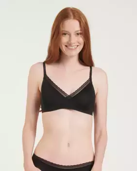 Бесшовный бюстгальтер без косточек с кружевным вырезом Sloggi, черный