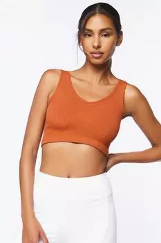 Бесшовный бюстгальтер без косточек в рубчик Forever 21, кофе