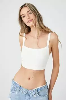 Бесшовный бюстгальтер без косточек вафельной вязки Forever 21, белый