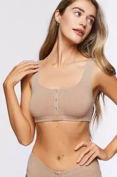 Бесшовный бюстгальтер без косточек вафельной вязки Forever 21, розовый