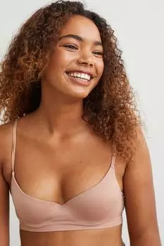 Бесшовный бюстгальтер пуш-ап H&amp;M, бежевый