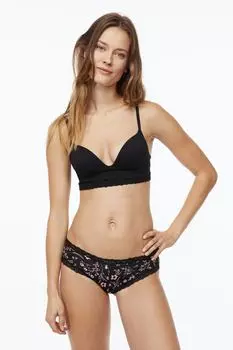 Бесшовный бюстгальтер пуш-ап из микрофибры H&M, черный
