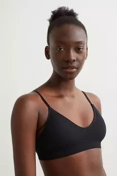 Бесшовный бюстгальтер с подкладками H&amp;M, черный