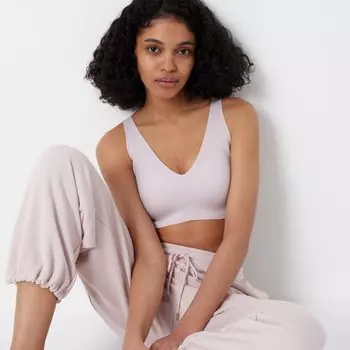 Бесшовный бюстгальтер UNIQLO Ultra Relax - Fixed Cup, светло-серый