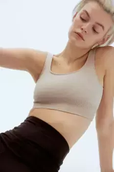 Бесшовный бюстгальтер в рубчик H&M, бежевый