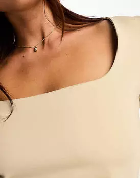 Бесшовный двусторонний топ Pieces светло-бежевого цвета