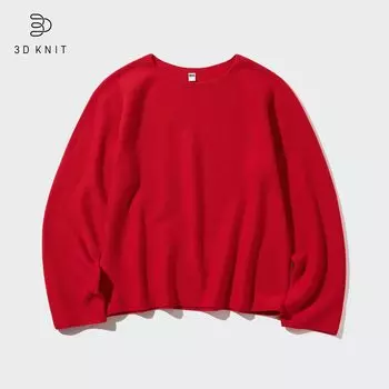 Бесшовный хлопковый свитер с 3D-стежкой UNIQLO, красный