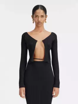 Бесшовный кардиган с очаровательным логотипом Pralu Jacquemus, черный