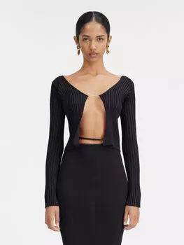 Бесшовный кардиган с подвеской-логотипом JACQUEMUS The long Pral knit, черный