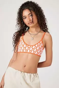 Бесшовный клетчатый бюстгальтер без косточек Forever 21, оранжевый
