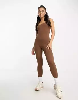 Бесшовный комбинезон цвета мокко ASOS