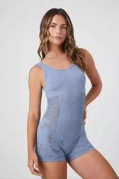 Бесшовный комбинезон с цветочным принтом крючком Forever 21, синий