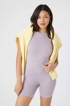 Бесшовный комбинезон в рубчик с минеральной стиркой Forever 21, фиолетовый