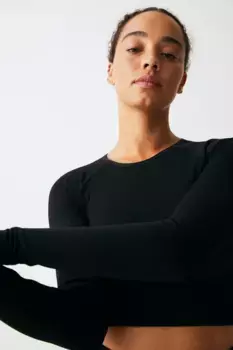 Бесшовный кроп-топ от drymove H&M, черный