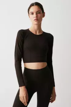 Бесшовный кроп-топ от drymove H&M, коричневый