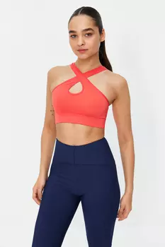 Бесшовный легкий поддерживающий/моделирующий спортивный бюстгальтер Pomegranate Blossom Trendyol, красный