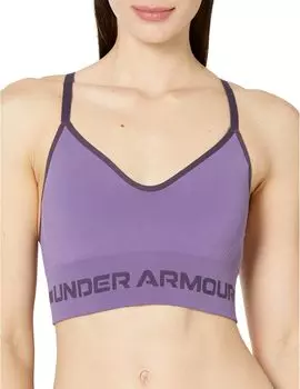 Бесшовный низкий длинный бюстгальтер Under Armour, цвет Retro Purple/Tux Purple/Tux Purple