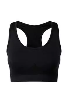Бесшовный однотонный спортивный бюстгальтер с объемной посадкой для разных видов спорта TriDri, черный