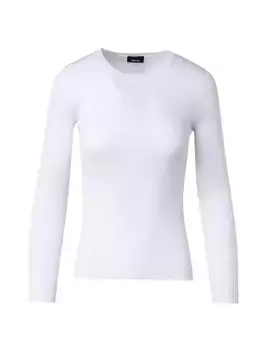 Бесшовный приталенный свитер рельефной вязки Akris, экрю