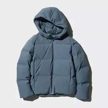 Бесшовный пуховик с капюшоном UNIQLO, синий