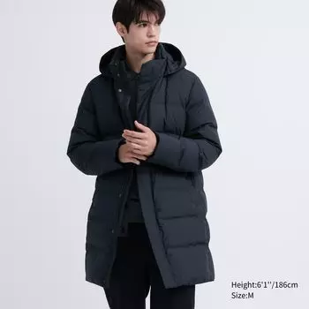 Бесшовный пуховик UNIQLO, темно-синий