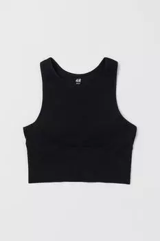 Бесшовный спортивный бюстгальтер без косточек H&amp;M, черный