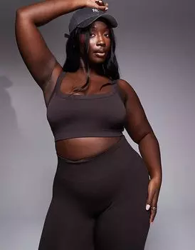 Бесшовный спортивный бюстгальтер Curve Sculpting со средней поддержкой, цвет ганаш ASOS 4505